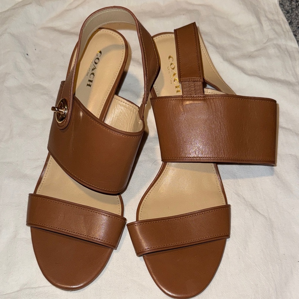 Coach Women's Tan Leather Sandals
